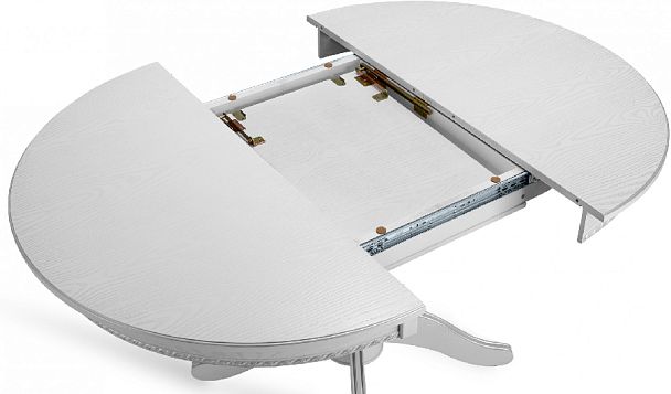 Стол деревянный раздвижной Вэлт D100(140)х100х76 Белый с серебряной патиной - Вид 5