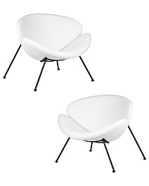 Набор 2 шт Кресло дизайнерское DOBRIN EMILY (белый винил YP17, черное основание) - Фото предпросмотра