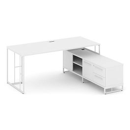 Rift Direct Стол руководителя на опорной тумбой RF.SRT-25 (R) Белый Бриллиант/Металл Белый 1780*1600*750 - Фото предпросмотра