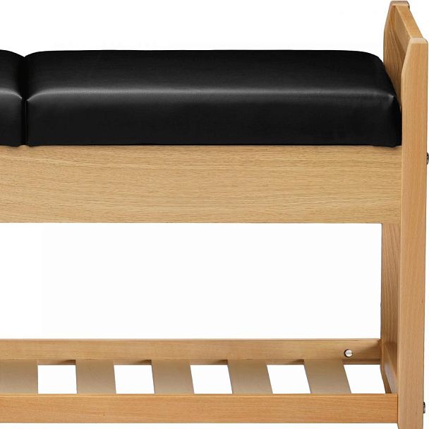 Обувница деревянная Вудсен Натуральный/Черная экокожа - Вид 6