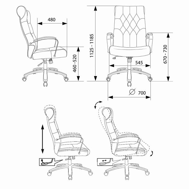Кресло офисное T-9928SL, усиленное, НАГРУЗКА до 200 кг, хром, ткань, серое, 1985910 - Вид 9