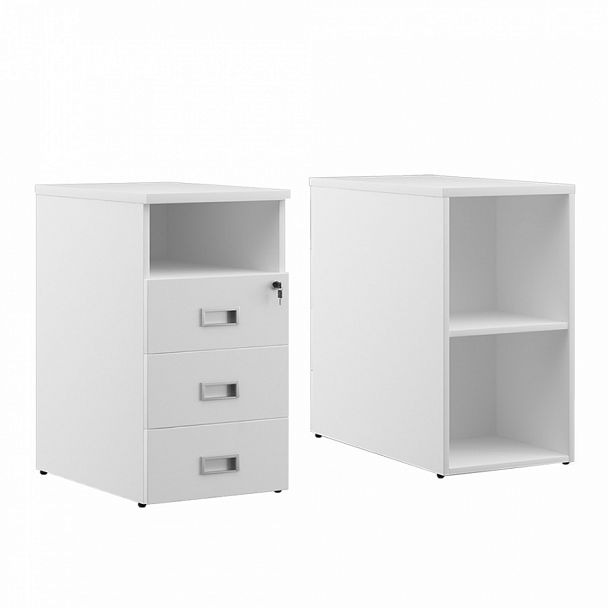 Тумба приставная 3 ящика Tess Wood 42x80x75 белый - Вид 1