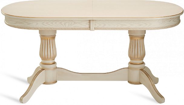 Стол деревянный раздвижной Кайнс 160(200,240)х100х76 Слоновая кость с золотой патиной - Вид 2