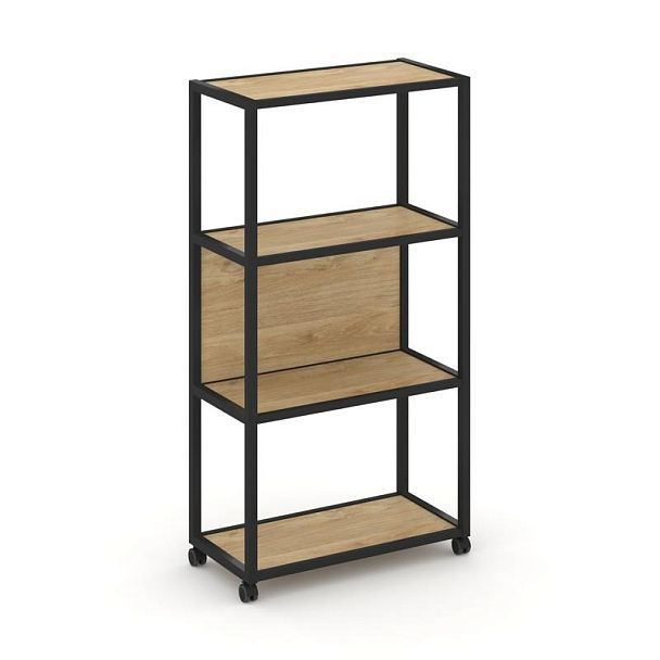 Shelf Mobile Стеллаж 4 уровня 1 секция VR.LT-STK-402.12 Тиквуд Светлый/Металл Черный 1200*400*1523 - Вид 1
