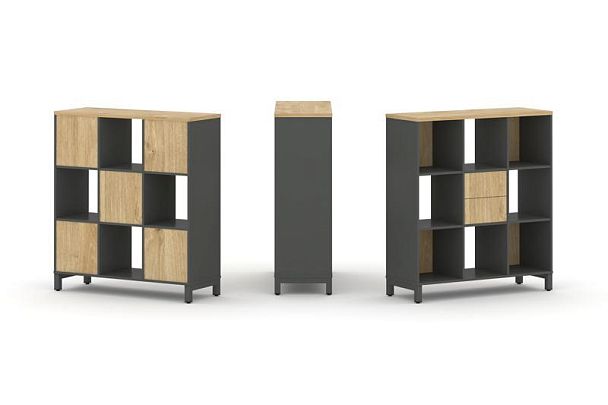 Стайл Проджект Набор стеллажа 1 сторон., 3 яр. SN.NS-331 Антрацит/Тиквуд Светлый/Металл Антрацит 112 - Вид 1