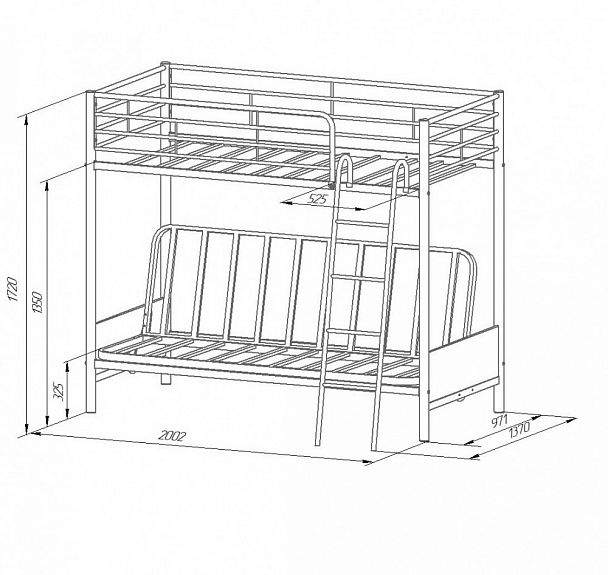 Двухъярусная кровать "Мадлен-2" черный - Вид 4