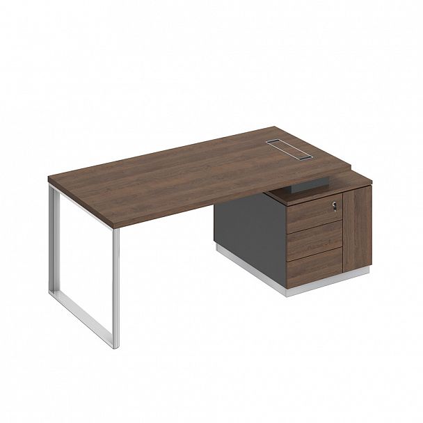 Стол руководителя на опорной тумбе (левый/правый) "Bravo" БР 105 дуб гладстоун/антрацит премиум/дуб гладстоун - Вид 1