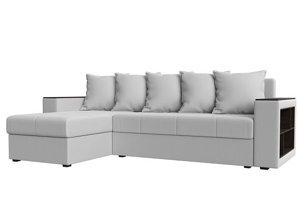 Диван угловой Дубай Лайт угол левый (полностью экокожа белая) - Вид 1