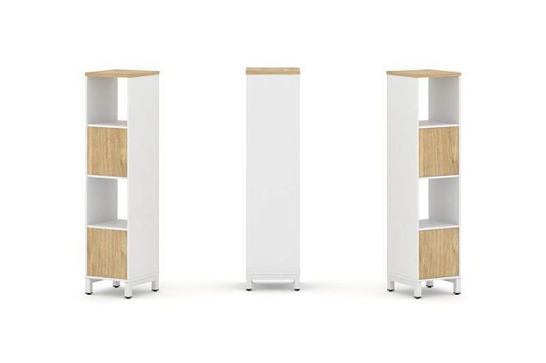 Стайл Проджект Набор стеллажа 1 сторон., 4 яр. SN.NS-411 Белый/Тиквуд Светлый/Металл Белый 387*400*1 - Вид 1