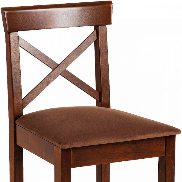 Комплект деревянных полубарных стульев с мягким сиденьем Бергольф Темный орех/Коричневый велюр, 4 шт. - Вид 8