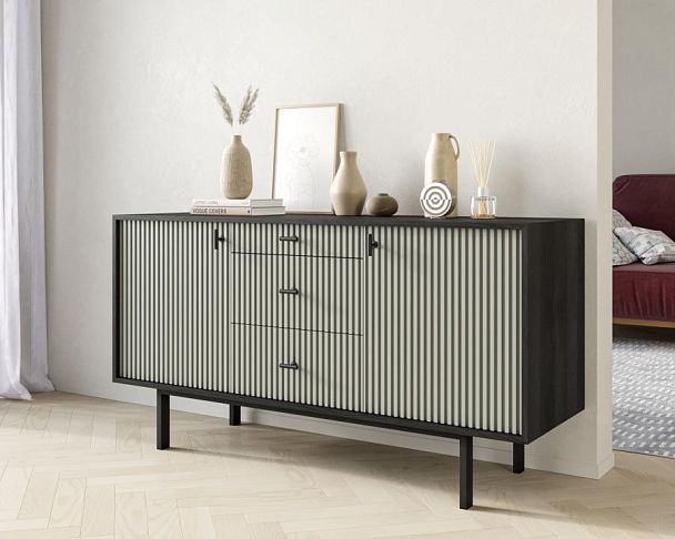 Комод две дверки и три ящика Emerson арт EM08/gray/L - Вид 3