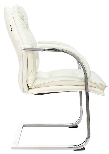 Кресло Бюрократ T-9927SL-LOW-V слоновая кость кожа низк.спин. полозья металл хром - Вид 2