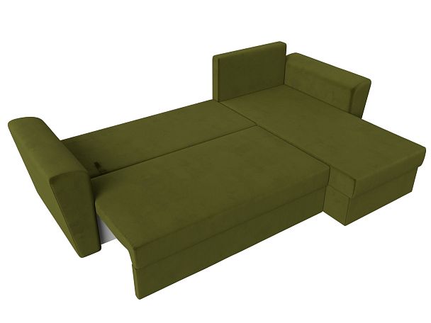 Угловой диван Амстердам Лайт правый (полностью микровельвет зеленый) - Вид 9