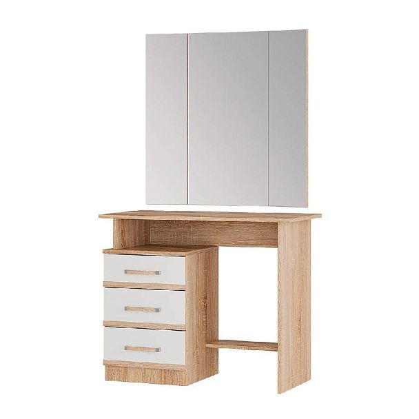 "Сакура" косметический стол (900х1550х450) дуб сонома/белый - Вид 1