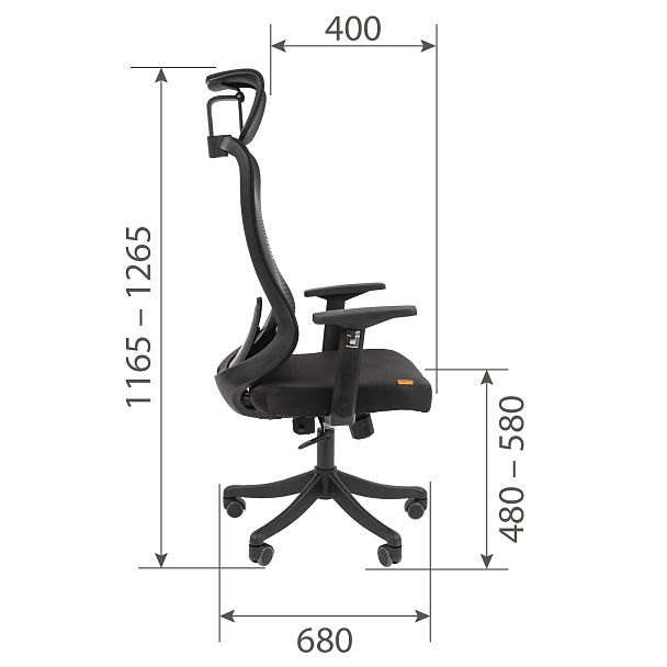 Офисное кресло CHAIRMAN CH563, ткань/сетка, черный - Вид 6