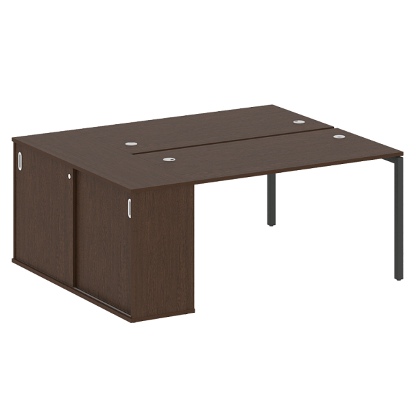 Metal System Quattro Р. ст. с шкафом-купе на П-образном м/к 40БП.РС-СШК-1.3 Т Венге/Антрацит металл 1810*1475*750 - Вид 1