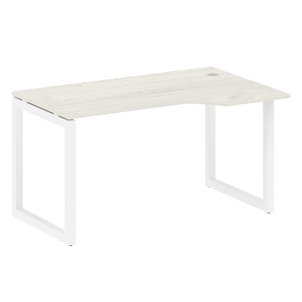 Metal System Quattro Стол криволинейный правый на О-образном м/к 50БО.СА-2 (R) Дуб наварра/Белый металл 1400*900*750 - Вид 1