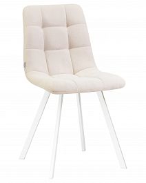 Стул обеденный DOBRIN ALEX SQUARE (белые ножки, кремовая ткань (UF860-01B)) - Фото предпросмотра
