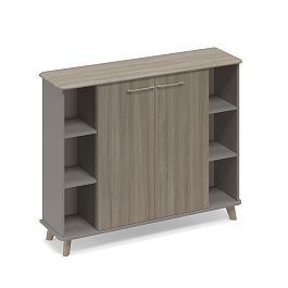 Шкаф средний полузакрытый греденция Time wood ТМ 352 ВЛ/ВЛ/ВЛ мокко премиум (корпус) / вяз либерти (столешница, топ, фасад) - Фото предпросмотра