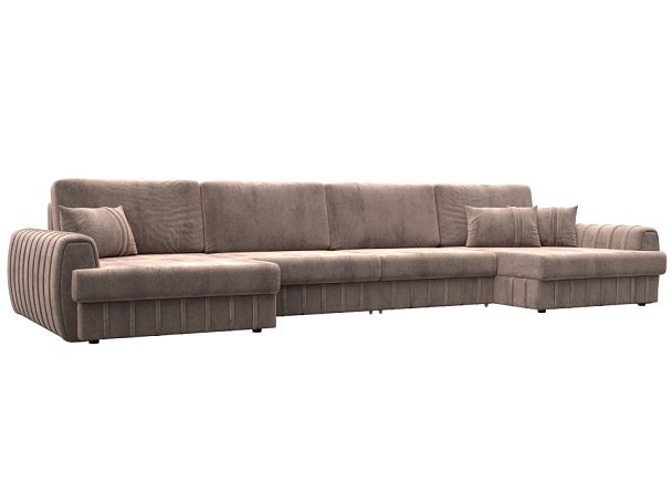 Диван П-образный Лига-057 НПБ Лонг Велюр бежевый - Вид 1