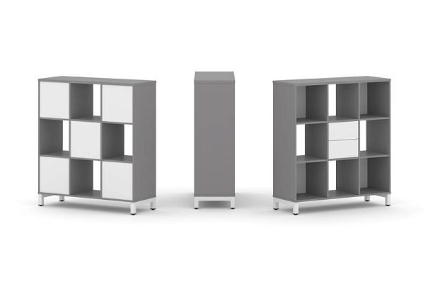 Стайл Проджект Набор стеллажа одностороннего, 3 яруса SN.NS-331 Серый Пепел/Белый/Металл Белый 1121* - Вид 1