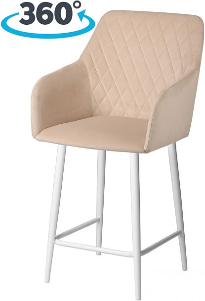 Полубарное поворотное кресло Барли К, Confetti cream/белый - Вид 1