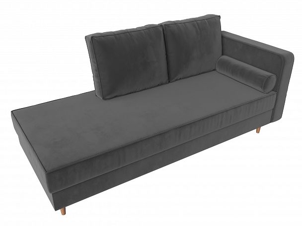 Кушетка Прайм правый (полностью велюр серый) - Вид 5