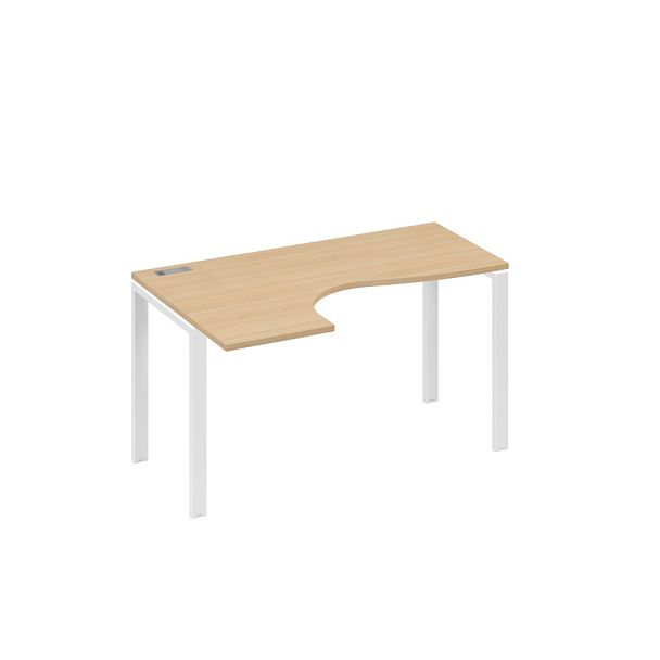 Стол эргономичный левый "Классика" на металлокаркасе UNO A4 А4 Б1 033 БП натуральный дуб / металлокаркас белый - Вид 1