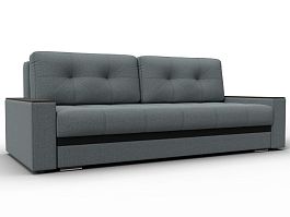 Диван прямой с декором Лига-096 НПБ Рогожка;Экокожа серый - Фото предпросмотра