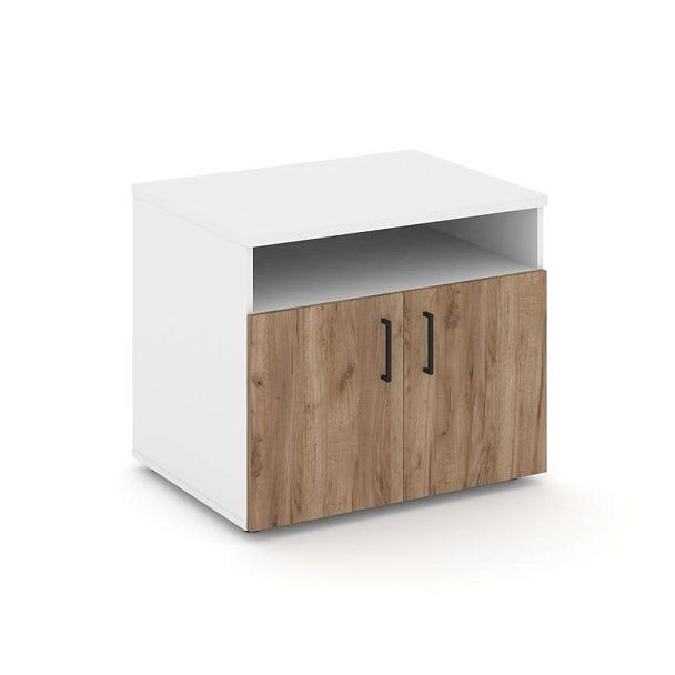 Стайл Проджект Тумба для оргтехники/сервисная SN.TS-001 Белый/Белый/Дуб Табак/Черный Ручки 796*600*6 - Вид 1