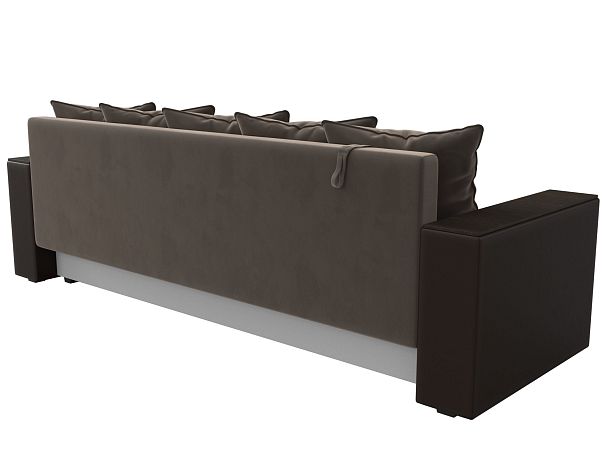 Диван прямой Дубай Лайт полки справа (основа велюр коричневый, компаньон экокожа коричневая) - Вид 6