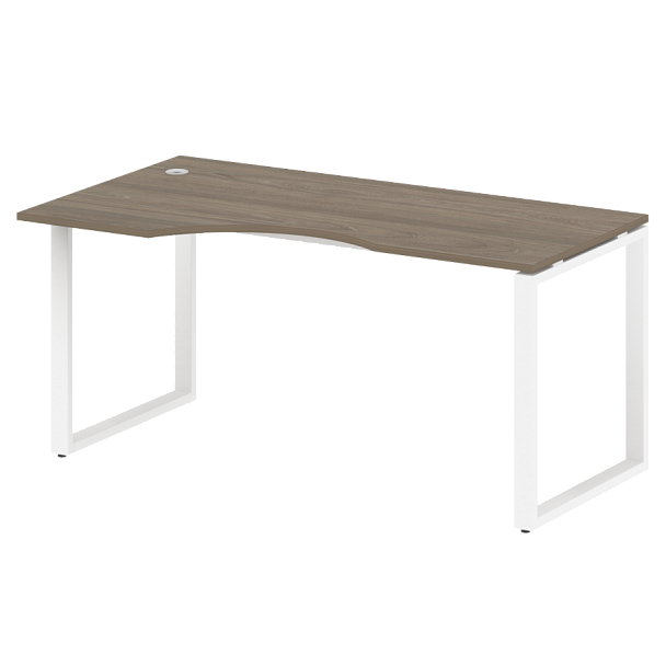 Metal System Стол криволинейный левый на О-образном м/к БО.СА-1 (L) Вяз/Белый металл 1600*900*750 - Вид 1