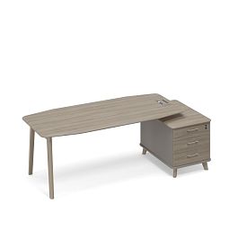 Стол руководителя на тумбе малой (тип 2) WOOD Time wood ТМ В2 114 ВЛ ВЛ ВЛ мокко премиум (корпус) / вяз либерти (столешница, топ, фасад) - Фото предпросмотра