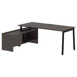 Стол с тумбой ELCT 19814 Мокко/Черный 1960х1400х750 EDIS - Фото предпросмотра