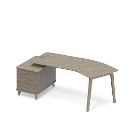 Стол эргономичный на тумбе малой левый (тип 5) WOOD Time wood ТМ В2 129 ВЛ ВЛ ВЛ мокко премиум (корпус) / вяз либерти (столешница, топ, фасад) - Фото предпросмотра