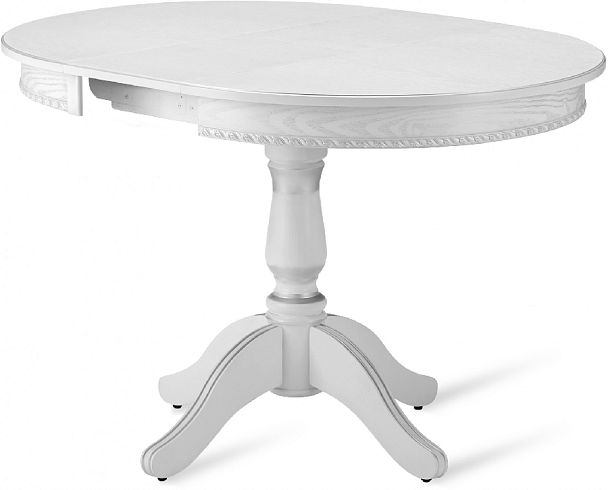 Стол деревянный раздвижной Вэлт D90(120)х90х76 Белый с серебряной патиной - Вид 3