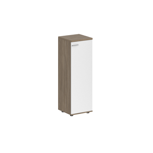 Шкаф средний Sigma 400х400х1200, 1 дв., з.ст HDF, правый / корпус: дуб темный; фасад: белый - Вид 1