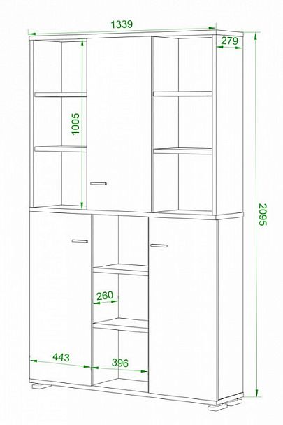 Шкаф книжный Домино ПУ-40-3 Белый - Вид 2