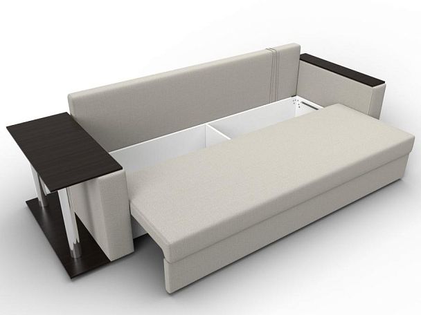 Диван прямой Атланта Лайт со столом слева Рогожка бежевый - Вид 7