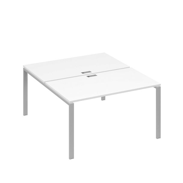 Станция рабочая на металлокаркасе UNO 2х140 A4 А4 Б1 177 БП белый премиум / металлокаркас серый - Вид 1