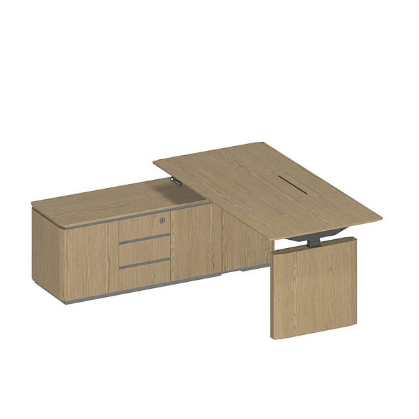 Стол руководителя ION на электроприводе на опорной тумбе левый, без экрана ИН 134 ГР - Вид 1