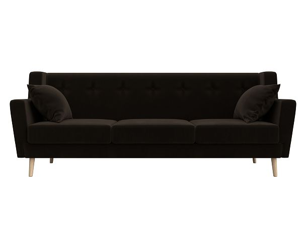 Прямой диван Брайтон 3 (полностью микровельвет коричневый) - Вид 2