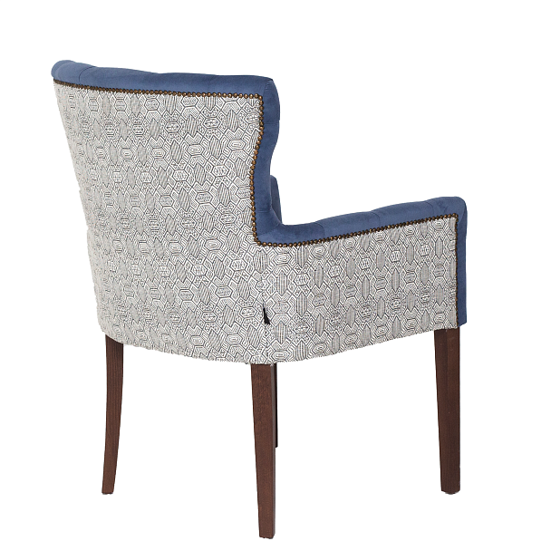 Кресло Байрон, синий велюр, старинный орех - Вид 5