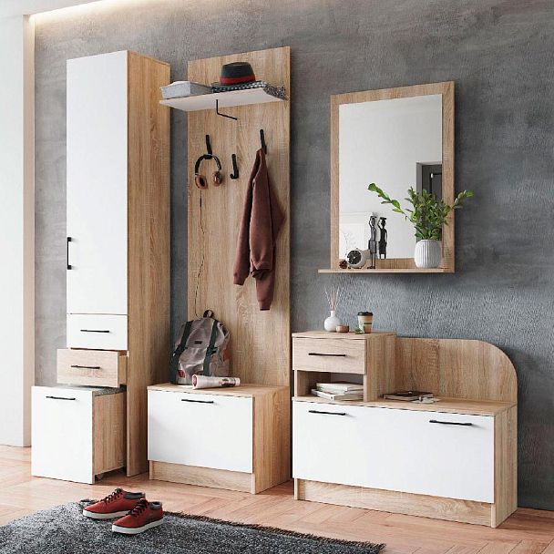 Прихожая Денвер тумба под обувь дуб сонома/белый - Вид 3