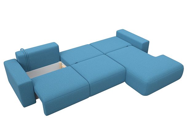 Диван угловой Лига-036 НПБ Классик Лонг правый угол Рогожка голубой - Вид 9