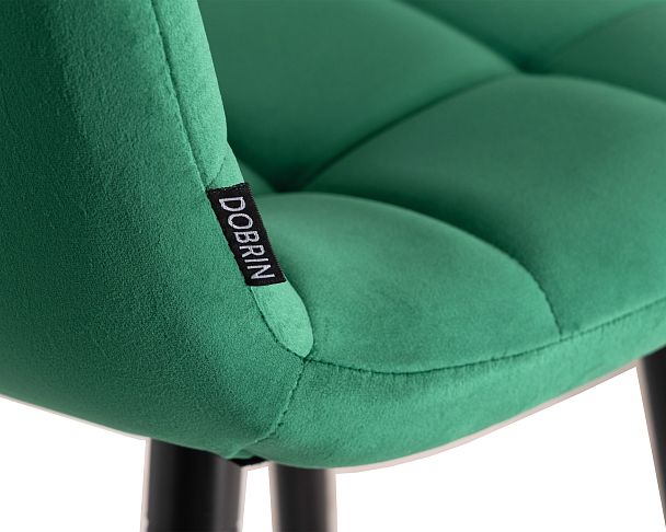 Стул полубарный DOBRIN OLIVIA (черные матовые ножки, зелёный велюр (108-64)) - Вид 8