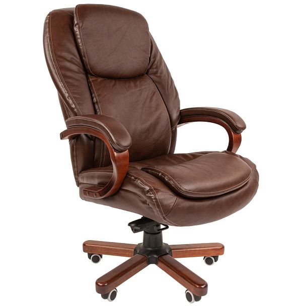 Кресло CHAIRMAN 408, натуральная кожа/экокожа, коричневый - Вид 1