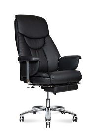 Кресло офисное / Парламент / (black) сталь + хром / черная экокожа - Фото предпросмотра