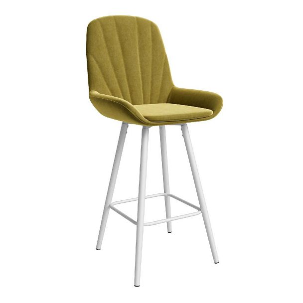 Стул ЮККИ Основание №5 Барный конус Белое Вельвет Желтый - Вид 1