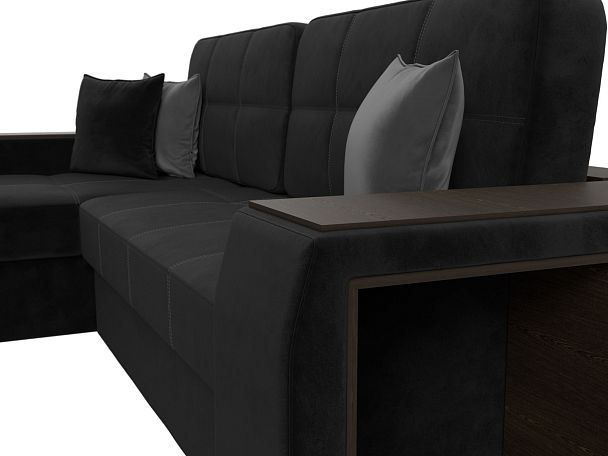 Угловой диван Брюссель левый (полностью велюр черный) - Вид 4